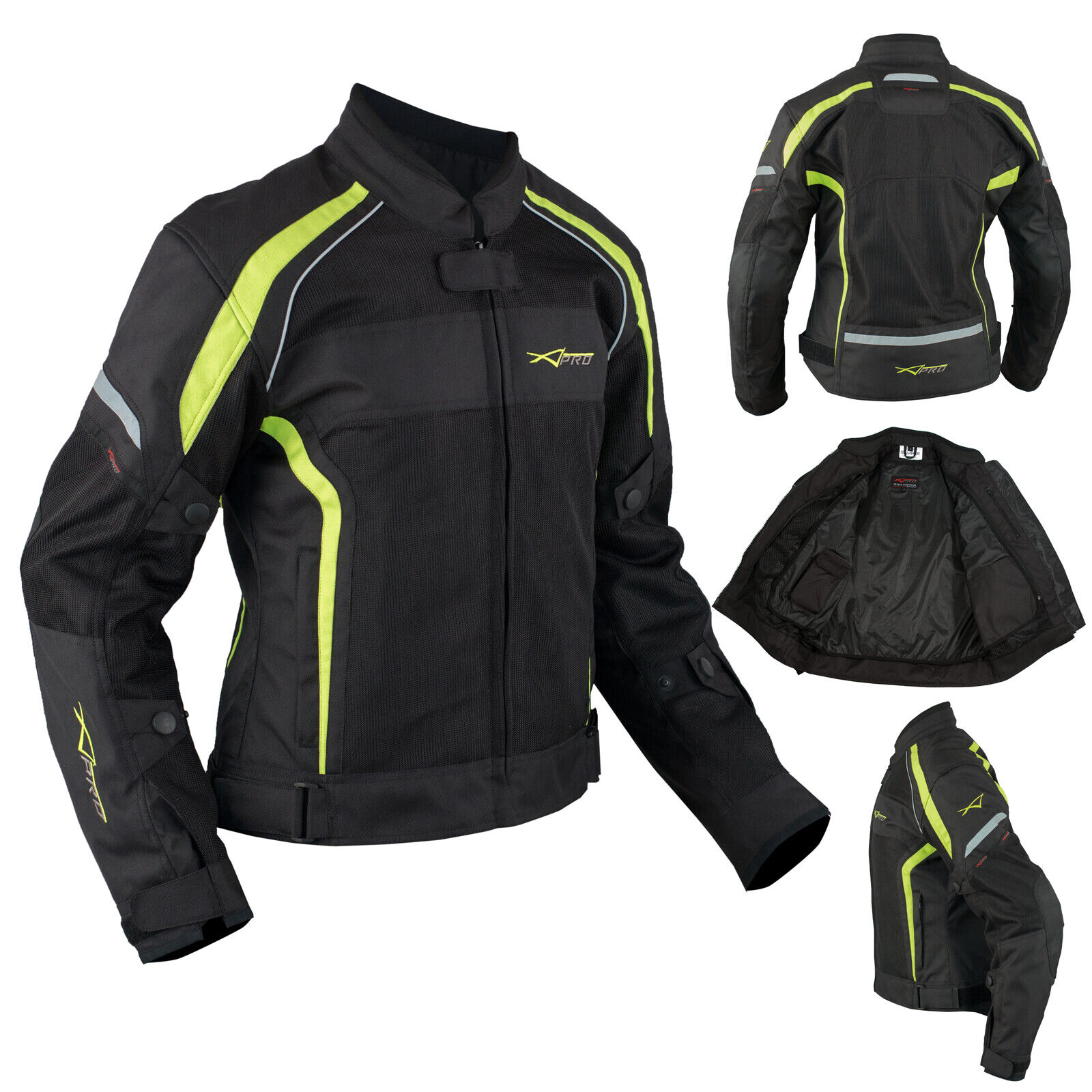 Ladies Textile Jacket Motorcycle Motorbike Armour CE Breathable Summer Fluo M