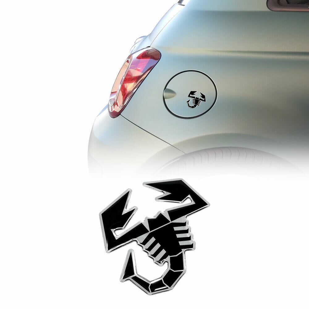 Adesivo 3D per Tappo Serbatoio Fiat 500 Abarth, Scorpione Nero, Dimensioni 65 mm
