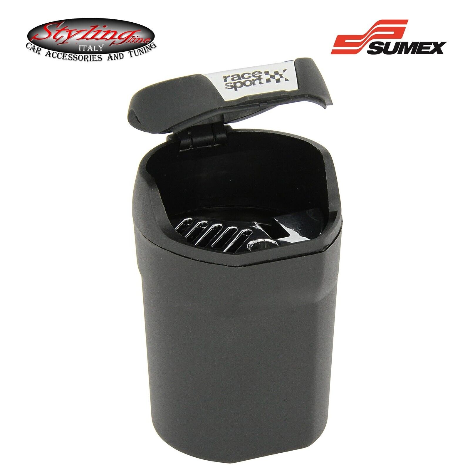 Posacenere per Auto in Plastica ABS con Base Magnetica Nero Cromato Sumex Mega