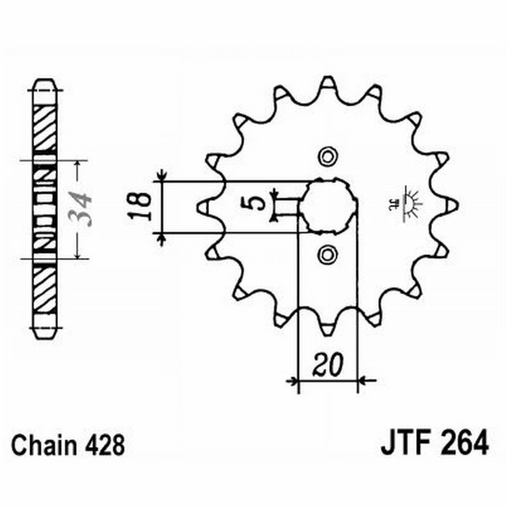 PIGNONE DI TRASMISSIONE ACCIAIO JT SPROCKETS 14 DENTI JTF264.14