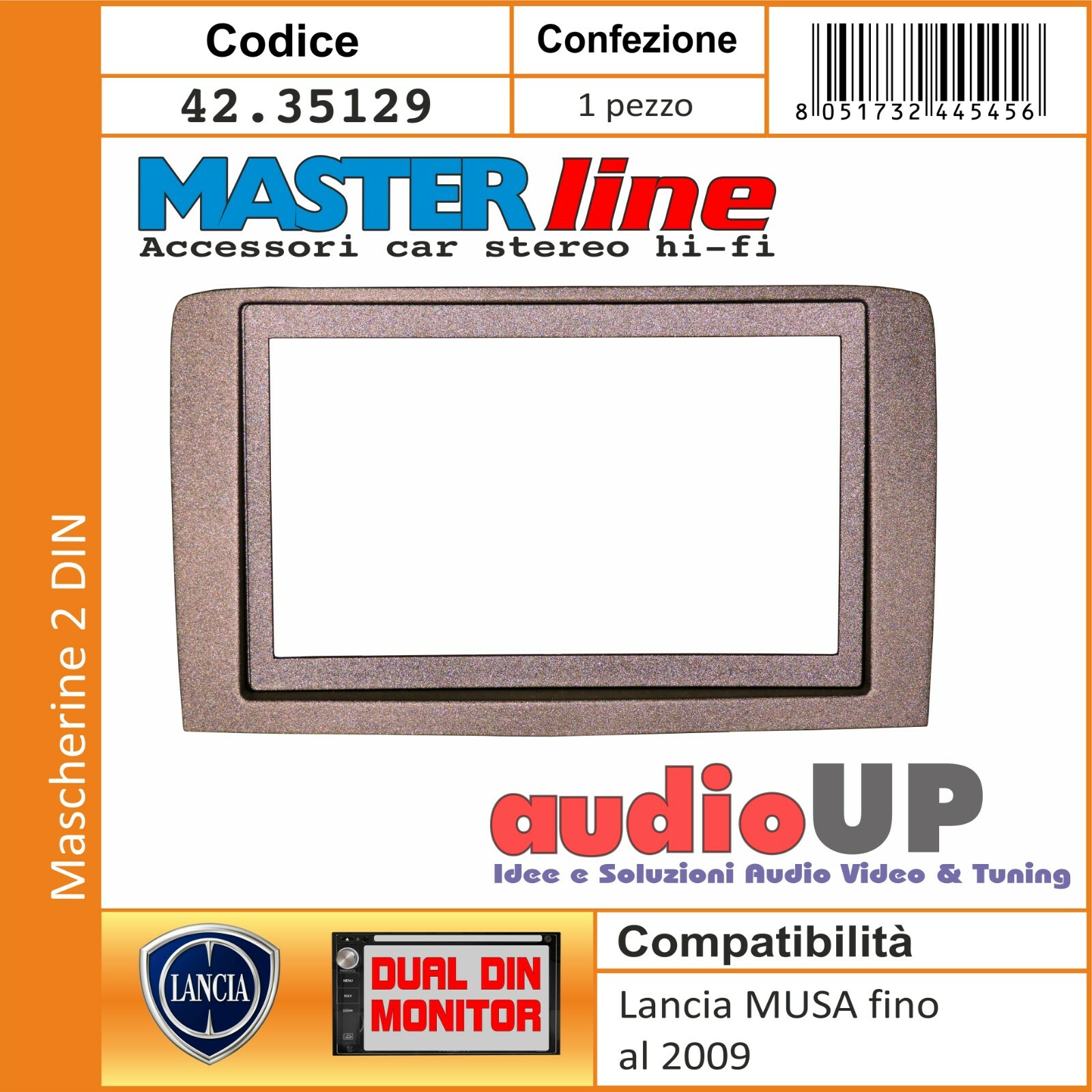 MASCHERINA RADIO 2 DIN LANCIA MUSA FINO AL 2009. ADATTATORE COLORE SABBIA/ORO