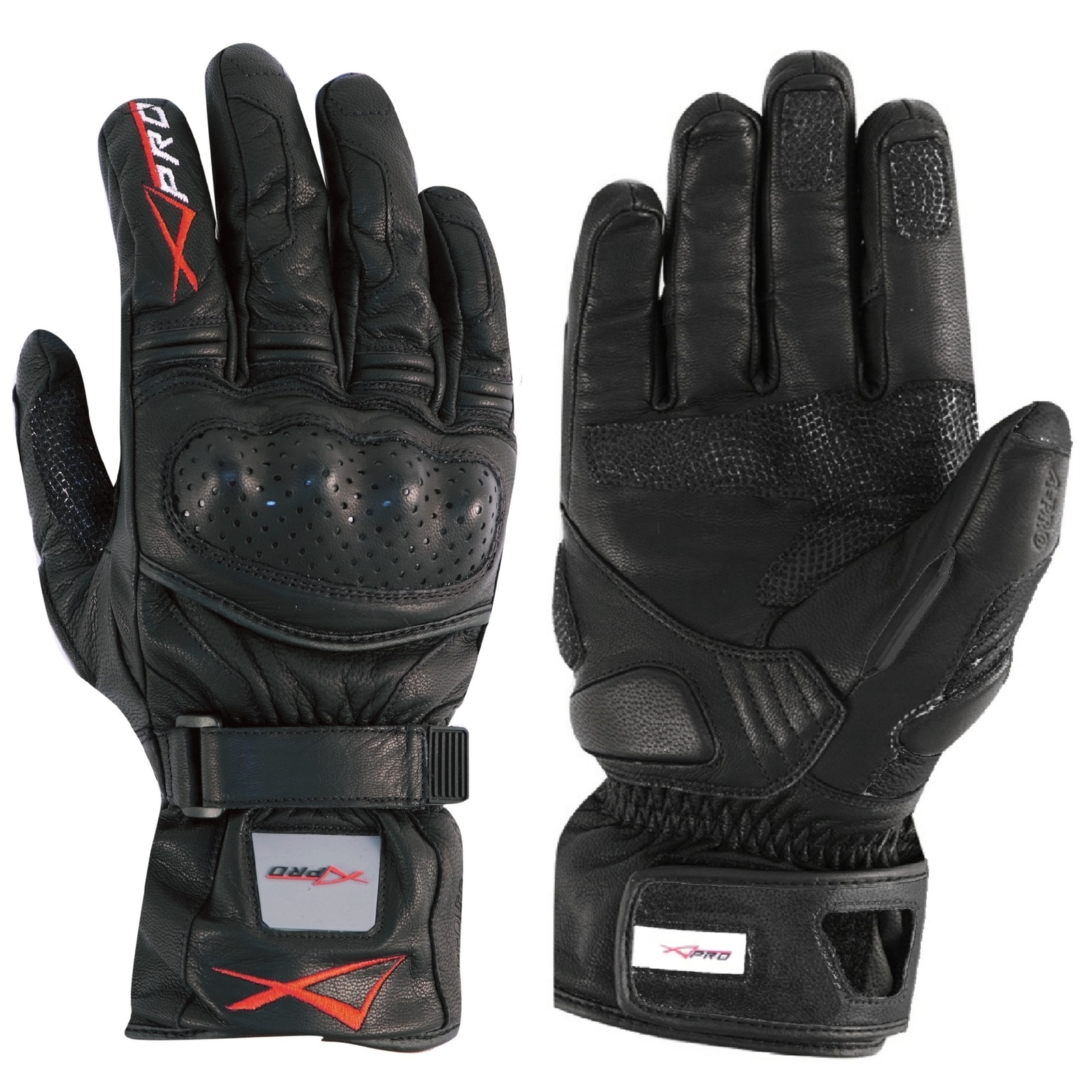 Protective Touring Racing Leather Motorcycle Motorbike Gloves Black M