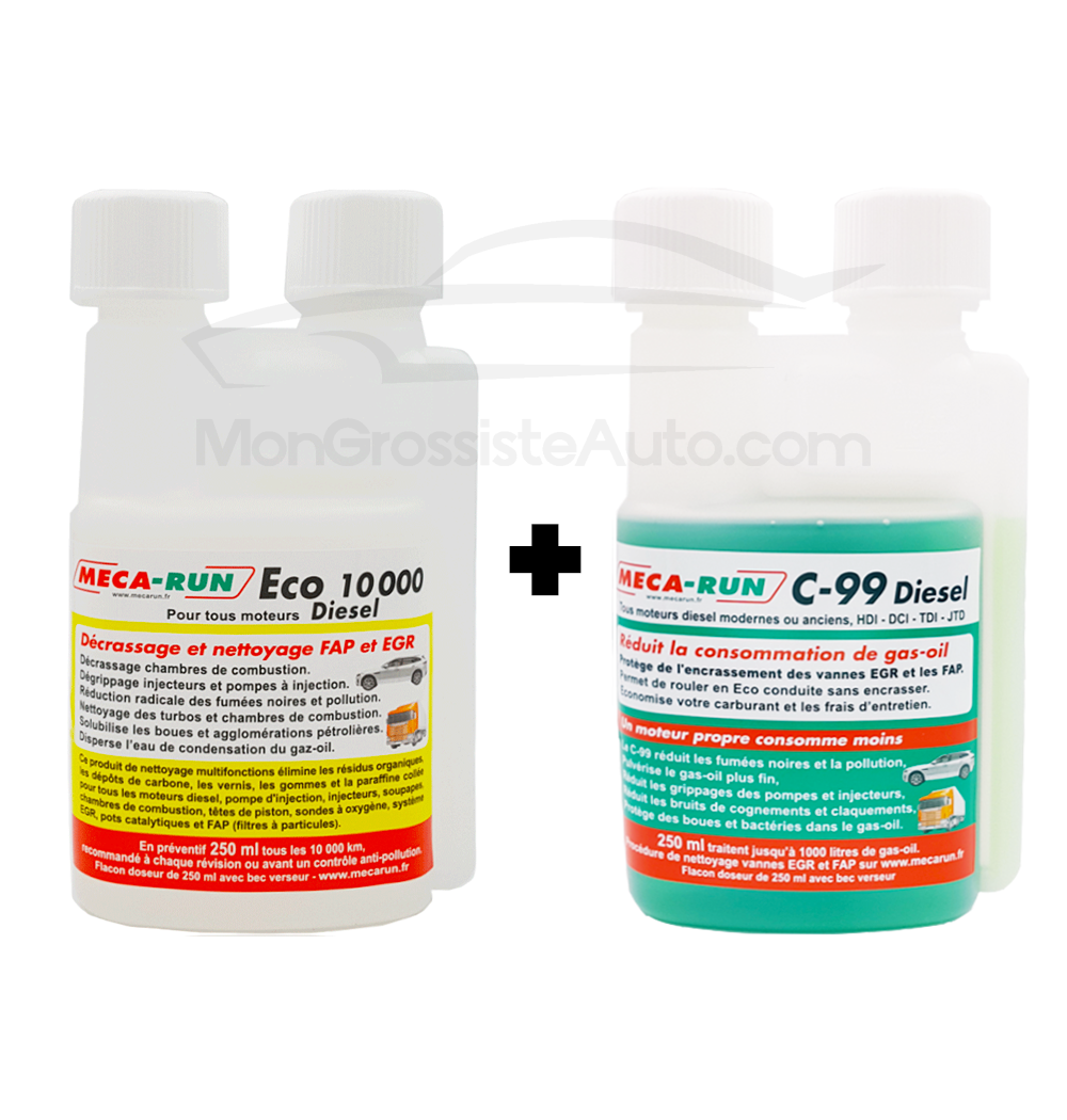 Pacchetto Décrassage MECARUN, Eco 10000 Diesel + C99 Diesel, 250ml