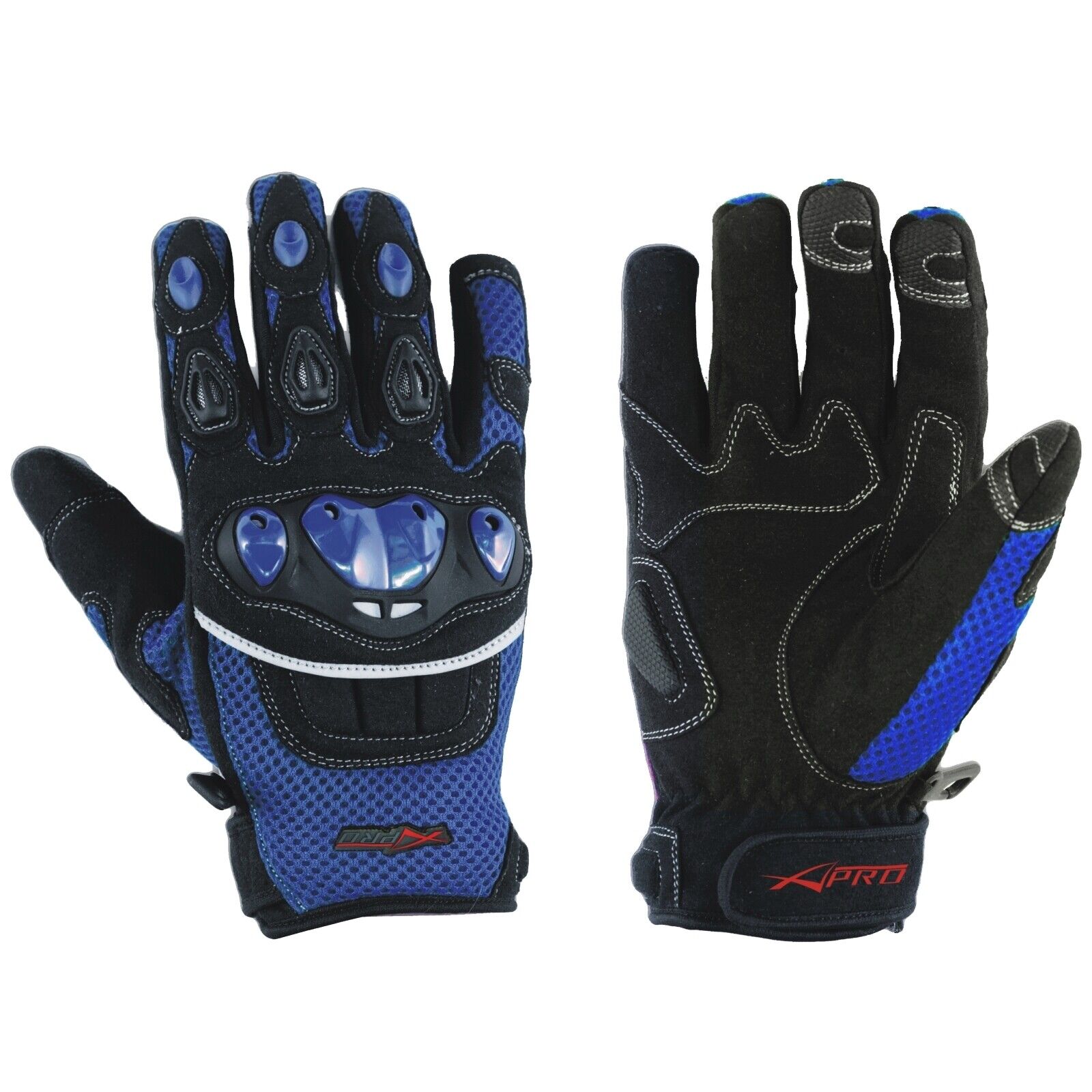 Gloves Textile motorcycle knuckles Protection Summer Racing Biker Cross Blue M