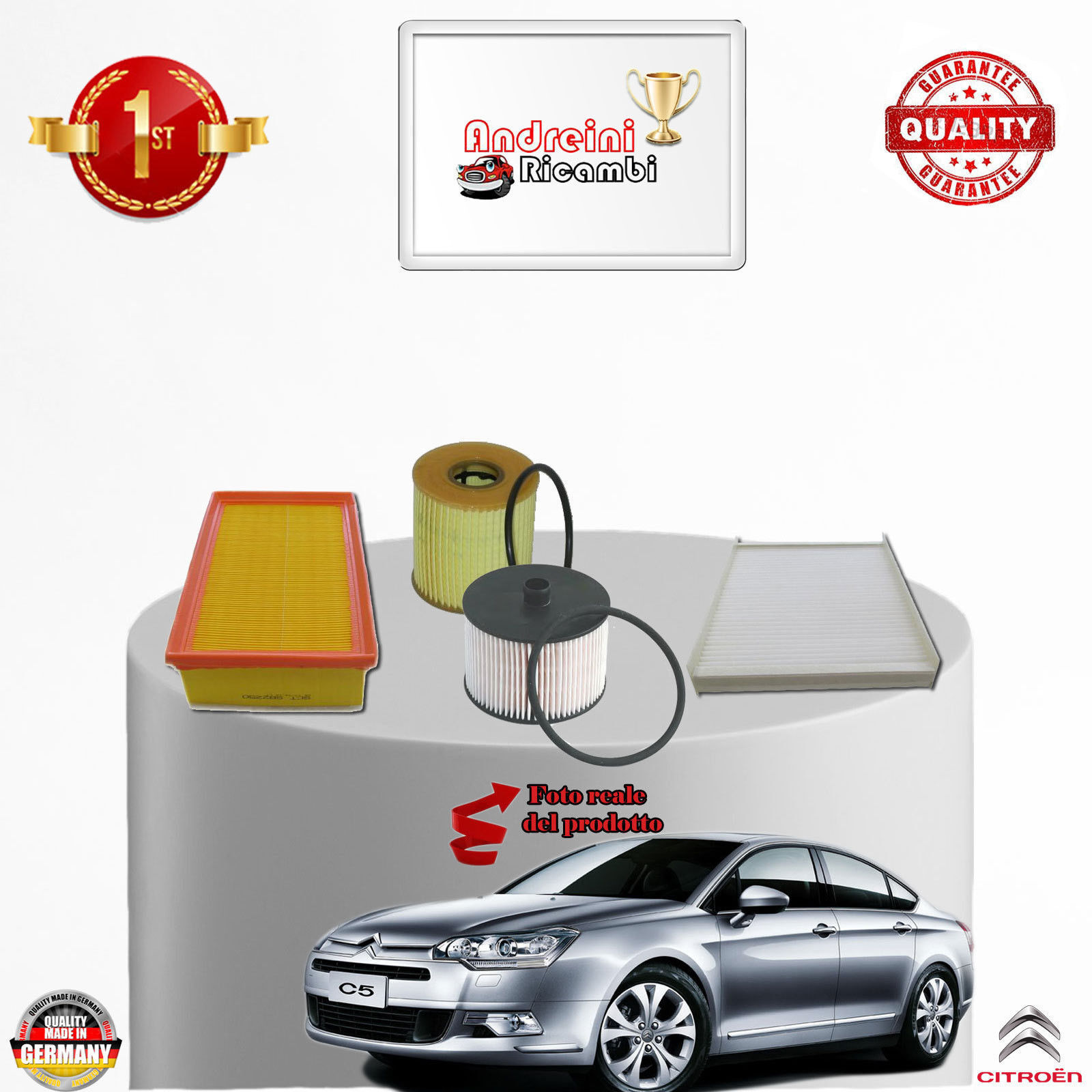 KIT TAGLIANDO 4 FILTRI CITROEN C5 II 2.0 HDI FAP 120KW 163CV DAL 2010 ->