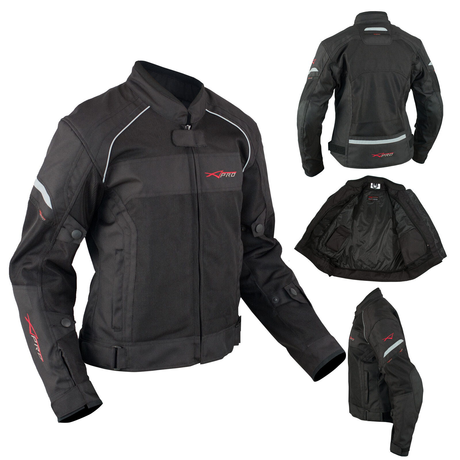 Ladies Textile Jacket Motorcycle Motorbike Armour CE Breathable Summer Black S