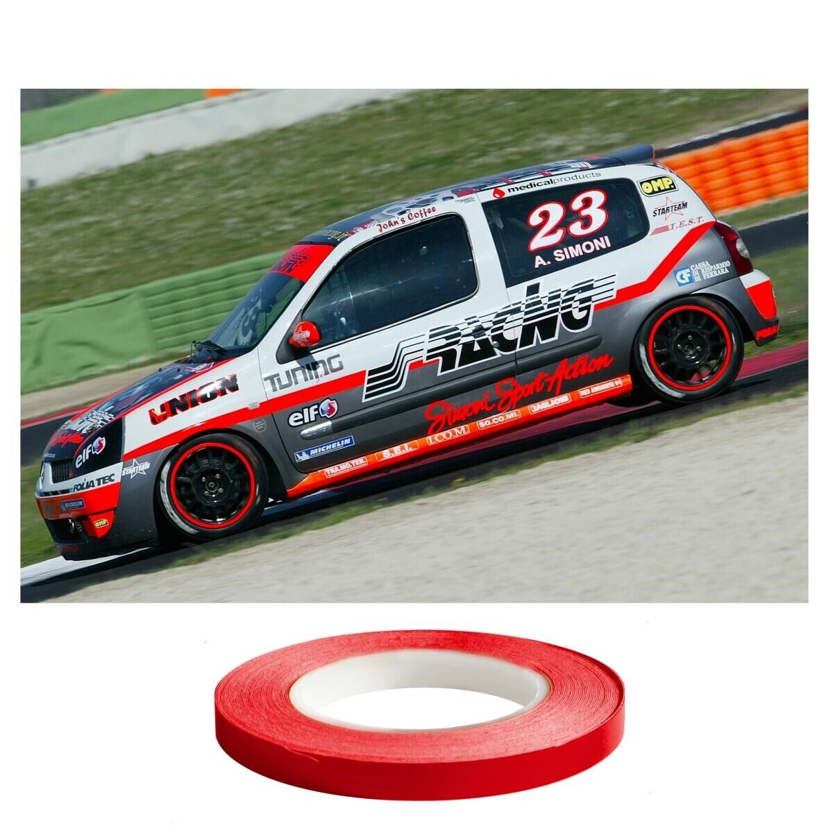 Simoni Racing Fluorescent stripe red