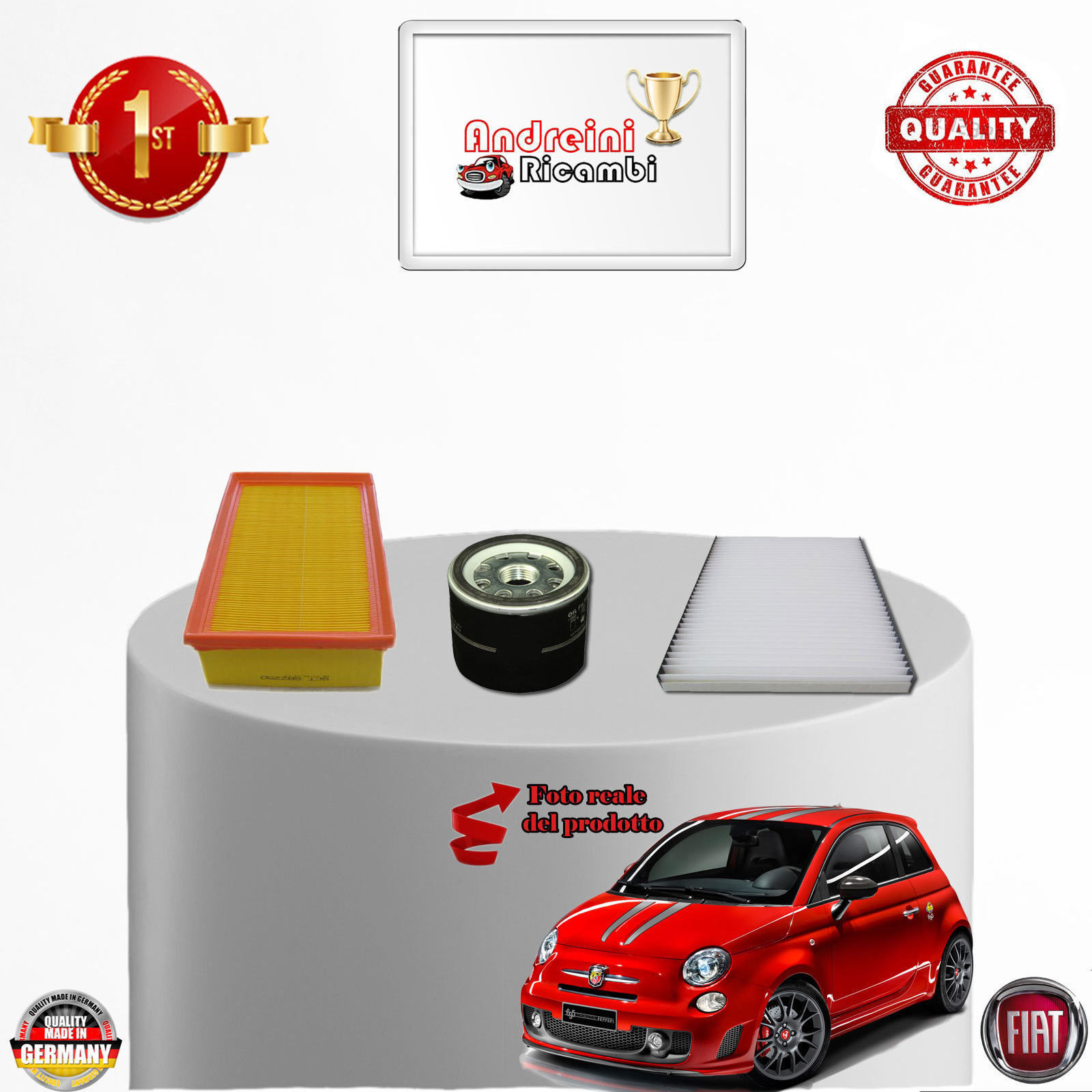 KIT TAGLIANDO 3 FILTRI FIAT 500 1.2 BENZINA 51KW 69CV DAL 2007 - >
