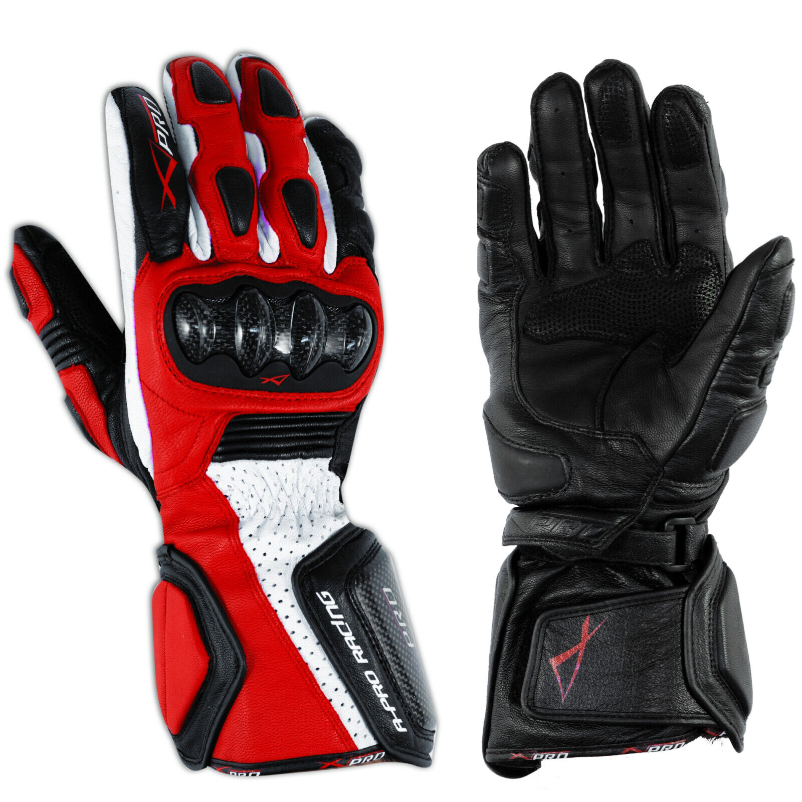 Motorcycle Motorbike Racing Sports Leather Riding Gloves Protection Red XL