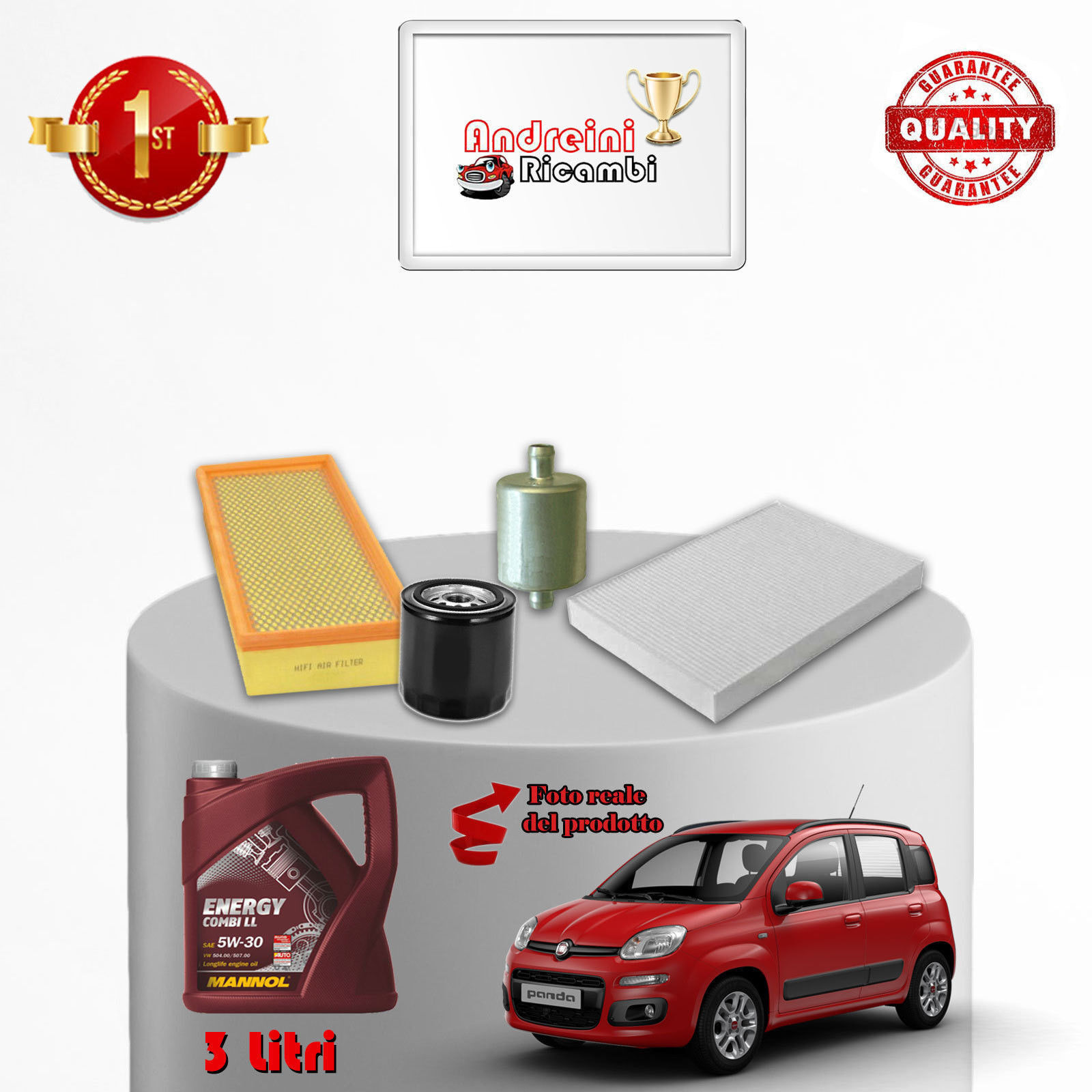 KIT TAGLIANDO FILTRI E OLIO FIAT PANDA III 1.2 GPL 51KW 69CV 2016 ->