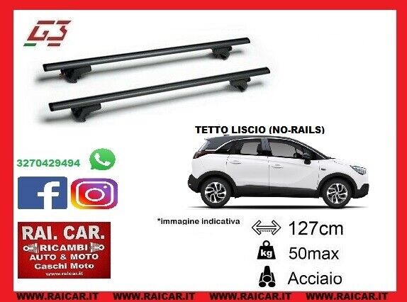 BARRE PORTATUTTO PORTAPACCHI AUTO ACCIAO NERO G3 68102 OPEL CROSSLAND X
