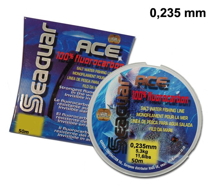 SEAGUAR ACE FILO FLUOROCARBON 0,235 mm NYSE235 BOBINA  50 mt   PER TERMINALI
