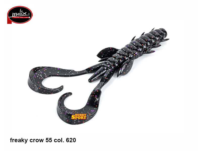 MOLIX FREAKY CRAW 5.5'' COL. 620 BLACK MULTICOLOR FLAKE SILICONICO B.BASS  4 PZ