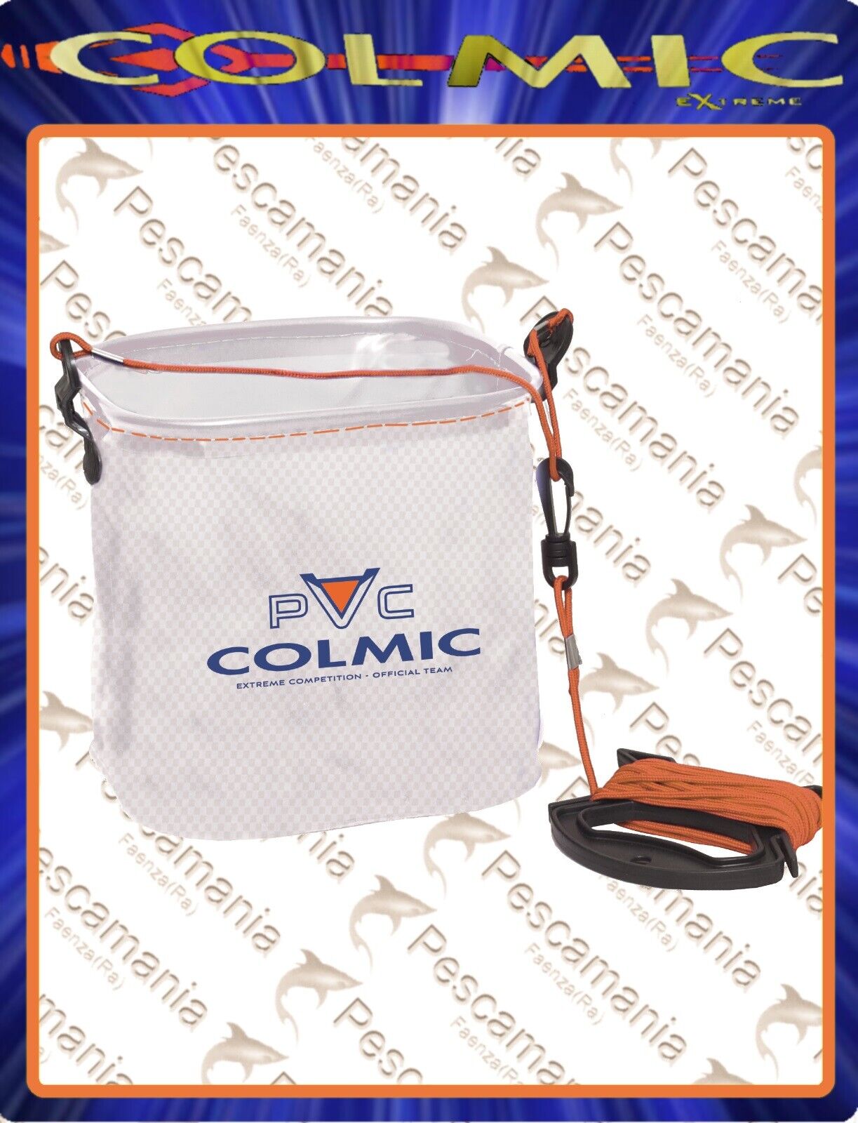 Secchiello PVC Colmic Moby con corda prendi acqua richiudibile 20x20x20,5cm