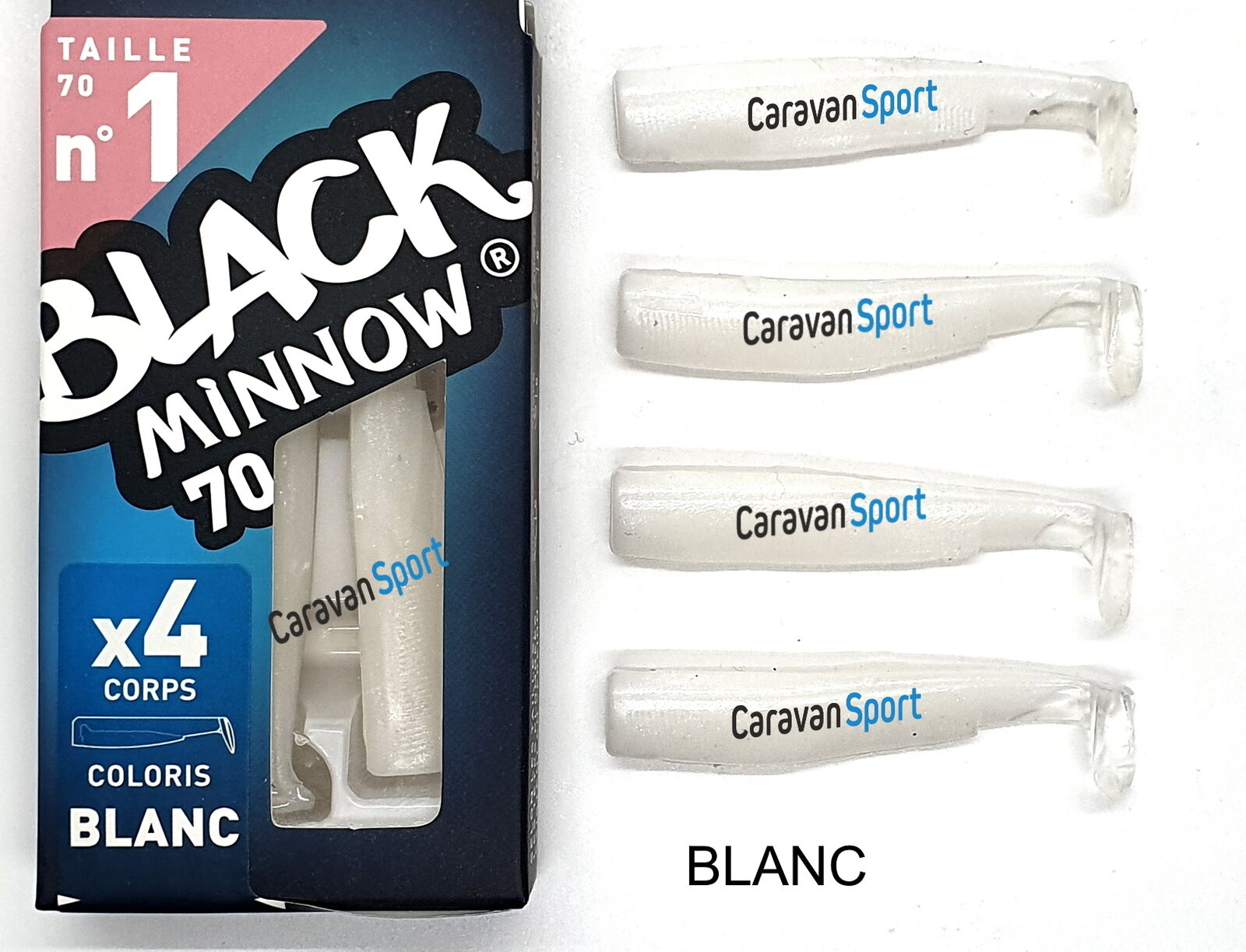 CORPO DI RICAMBIO BLACK MINNOW 70 N° 1 BLANC FIIISH CODE CORPI CODE GOMMA BIANCO