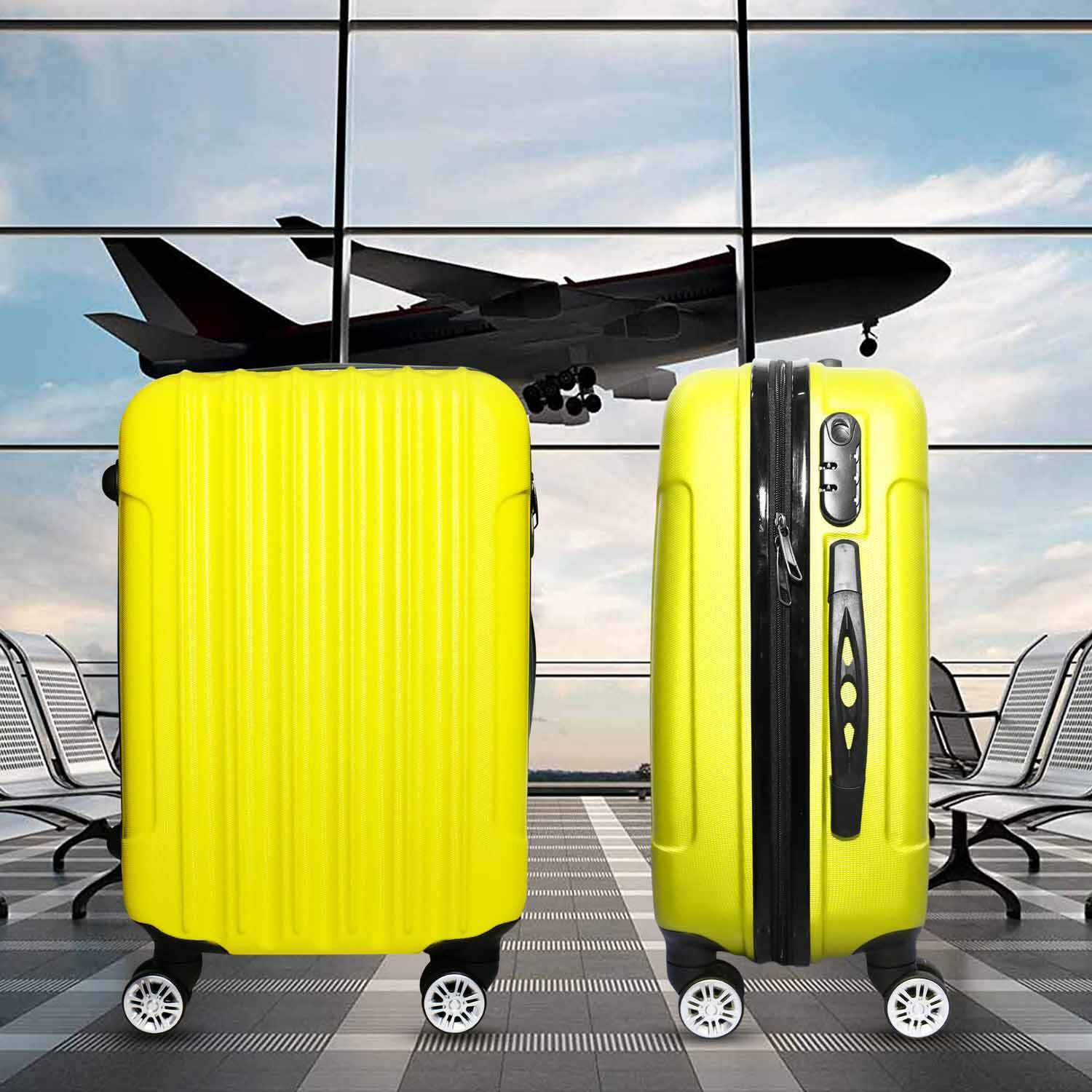 Trolley Rigido Da Viaggio Bagaglio a Mano Giallo Voli Ryanair EasyJet 55x35x23cm