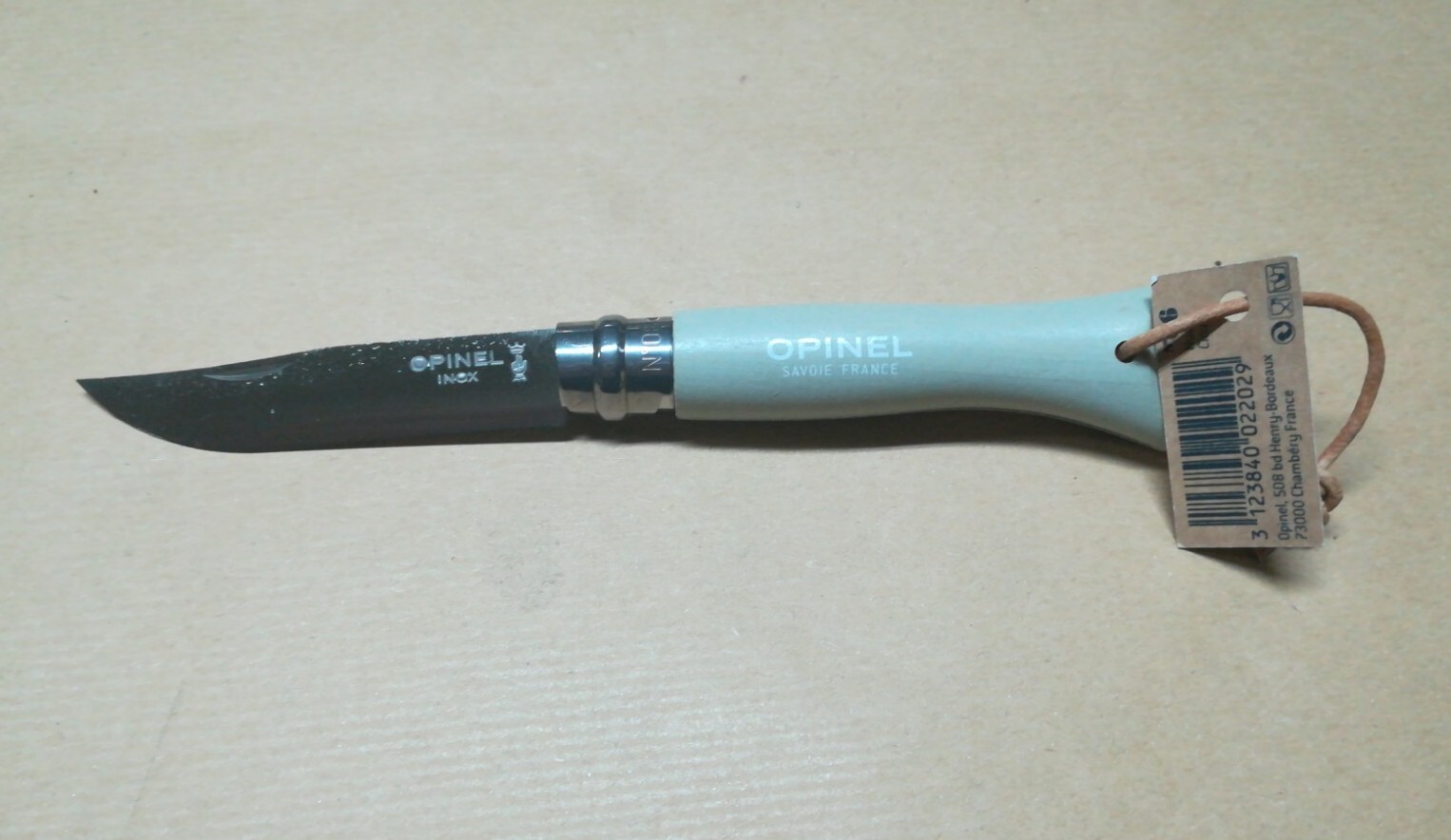Coltello Chiudibile Opinel Inox N. 06 Color Nuvola con Laccetto In Cuoio