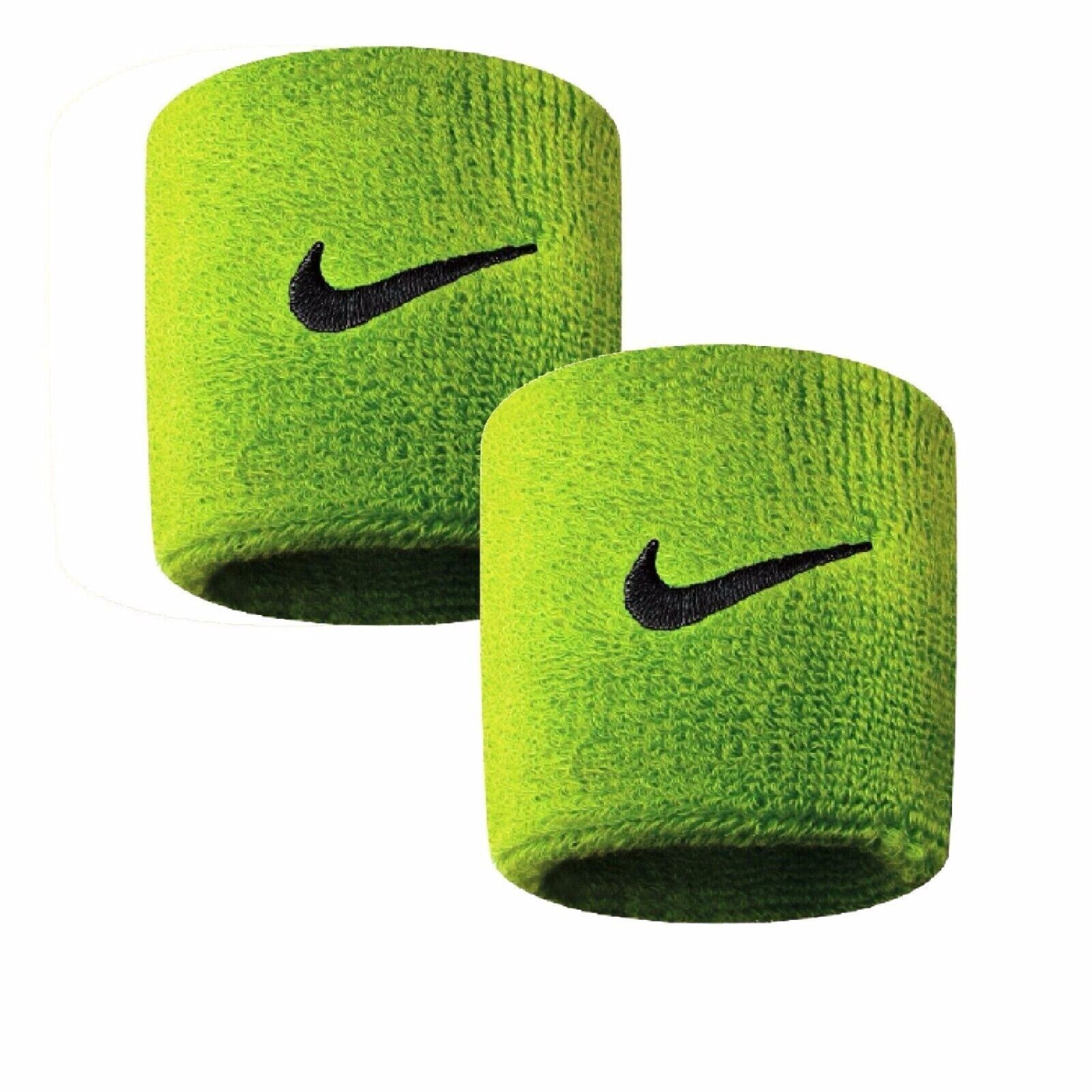 Coppia Polsini Tennis Padel NIKE Swoosh Wristband Tergisudore Spugna Atomic Gree