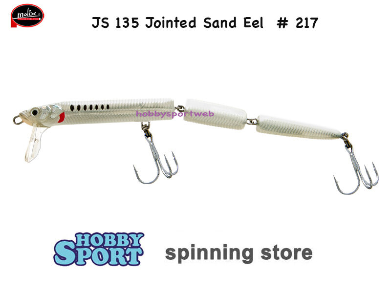 MOLIX JS135 JOINTED SAND EEL COLOR  217 GHOST WHITE 15 GR SPINNING MARE SPIGOLA