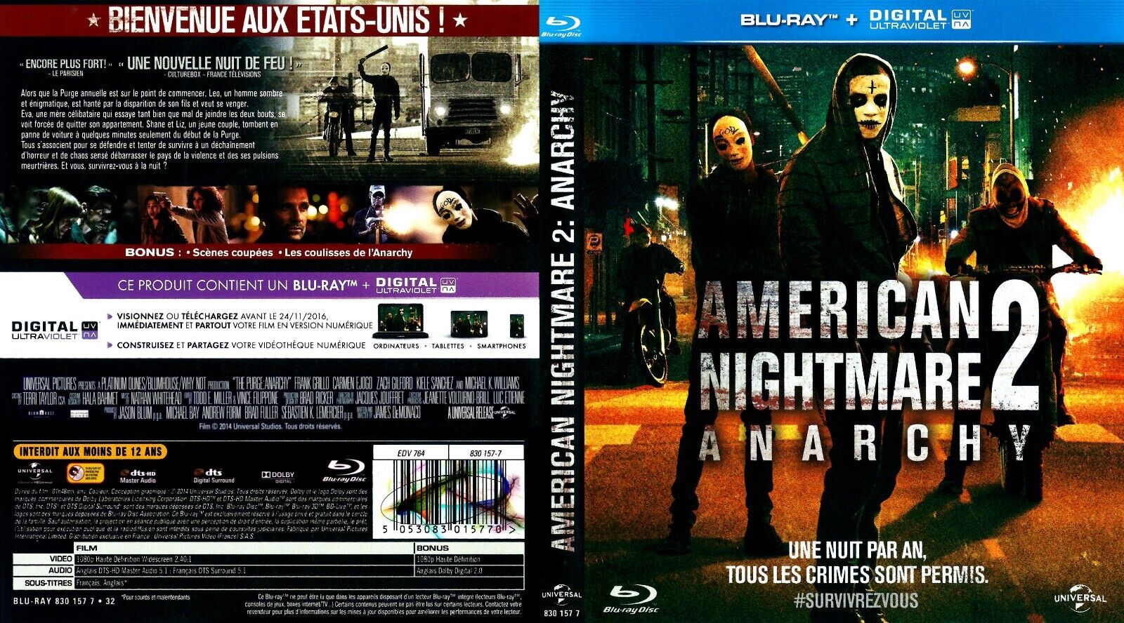 American Nightmare 2 - Anarchy (Il Spurgo: Anarchy) Blu-Ray Nuova