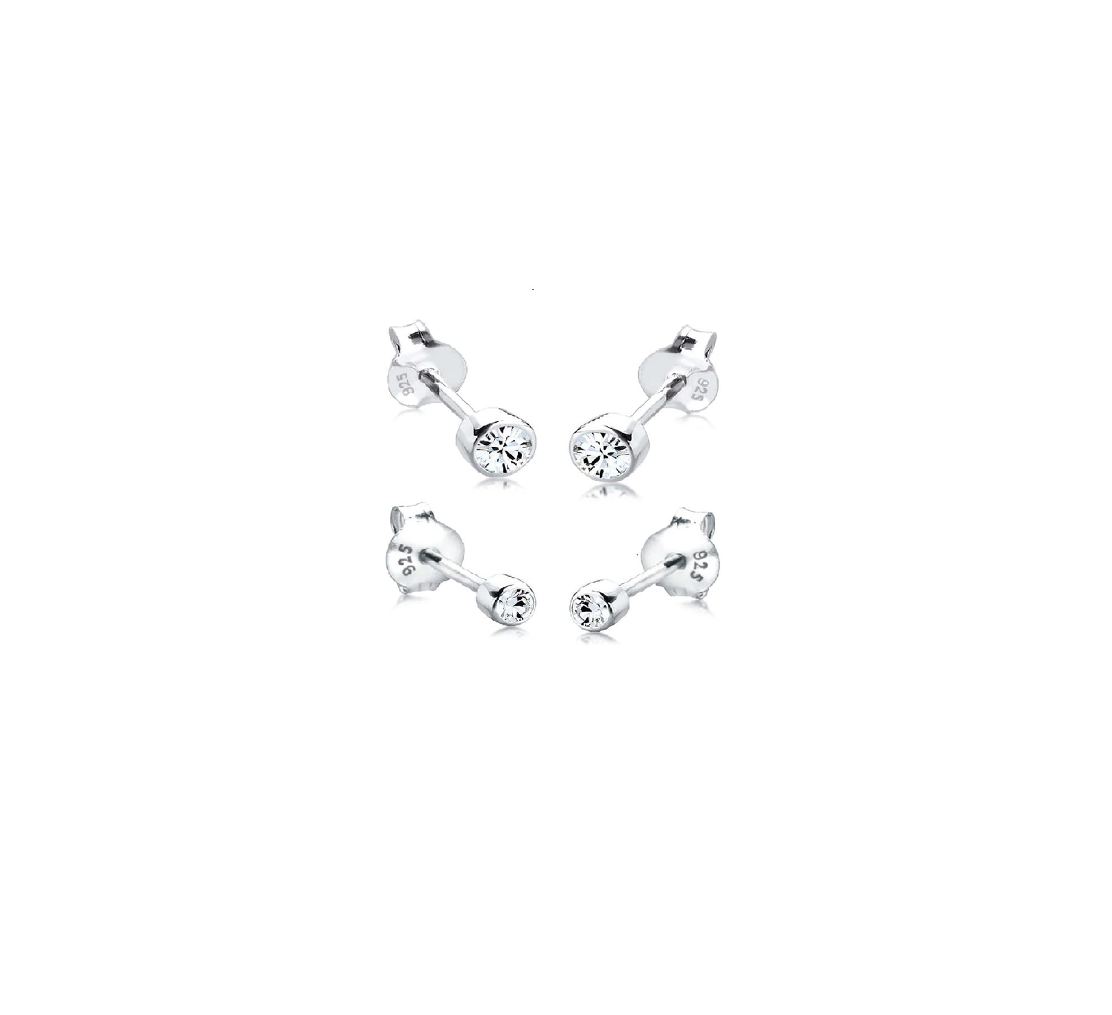 Elli Oorbellen Dames Set Basis met Kristallen in 925 Sterling Zilver
