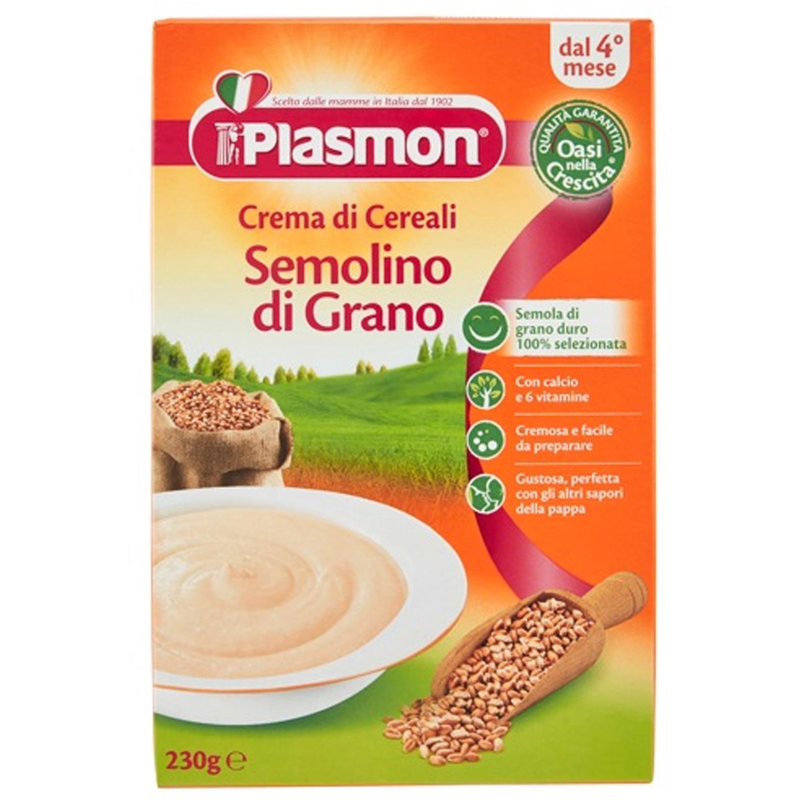 SEMOLINO DI GRANO 230 GR PLASMON CREMA DI CEREALI DA 4 MESI BEBE PAPPA NEONATO