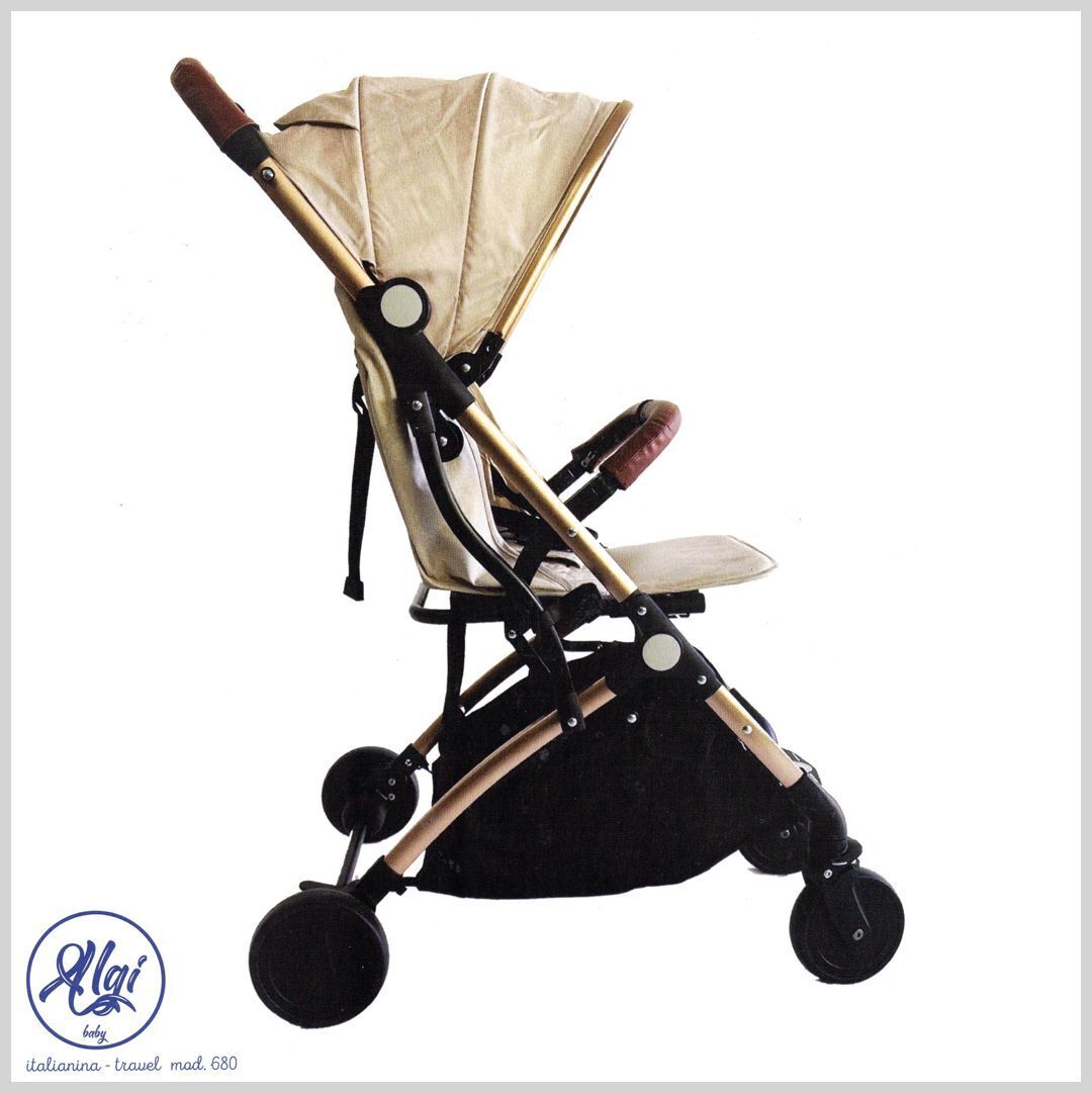 PASSEGGINO ITALIANINA TRAVEL ALGI BABY mod. 680 UNISEX REGOLABILE ECOPELLE GOMMA