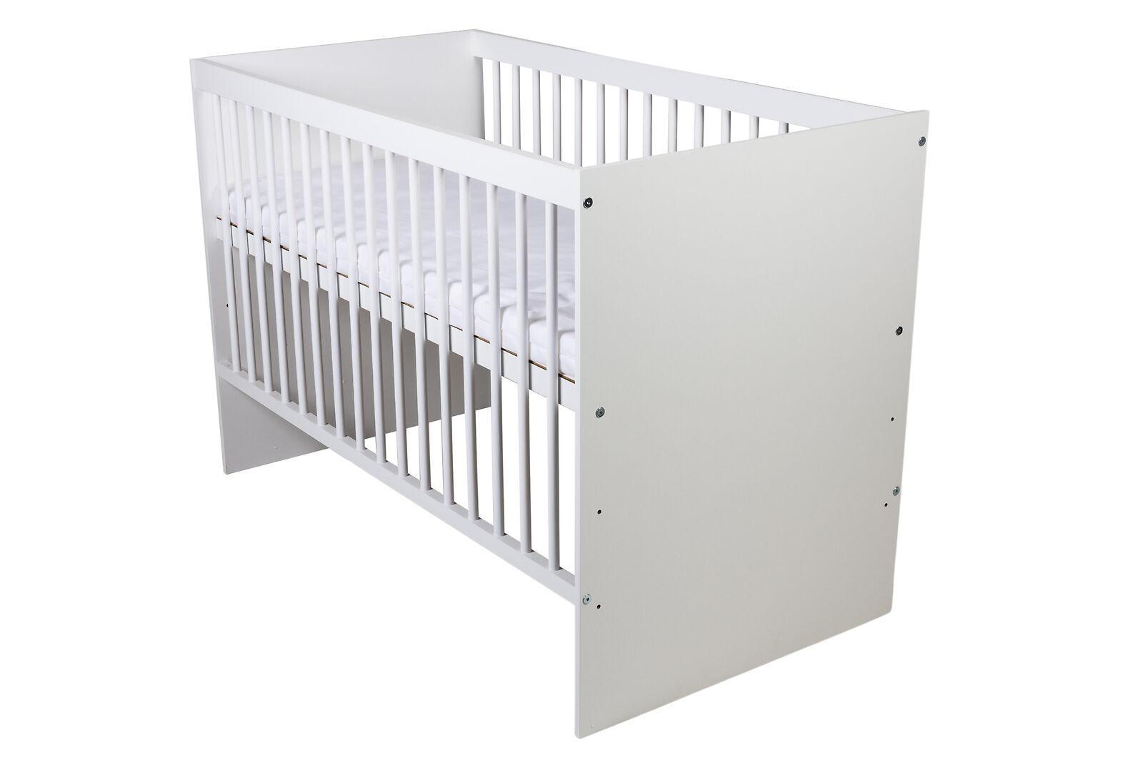 lettino TANY bianco 120x60 con materasso - lettino con rete a doghe regolabile