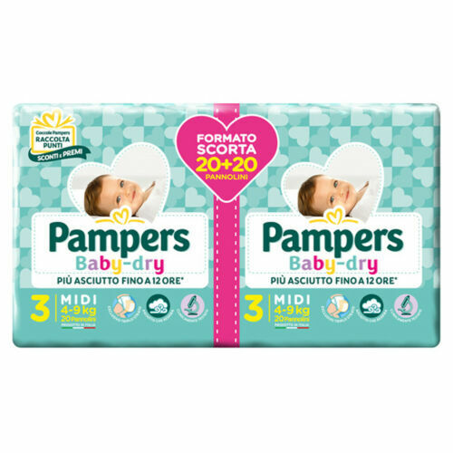 PANNOLINI BABY DRY PACCO SCORTA PAMPERS TG 3