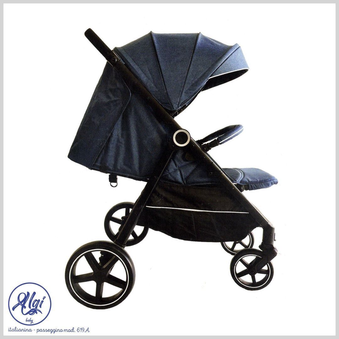 PASSEGGINO ITALIANINA ALGI BABY mod. 619A UNISEX 4 POSIZIONI ECOPELLE GOMMA