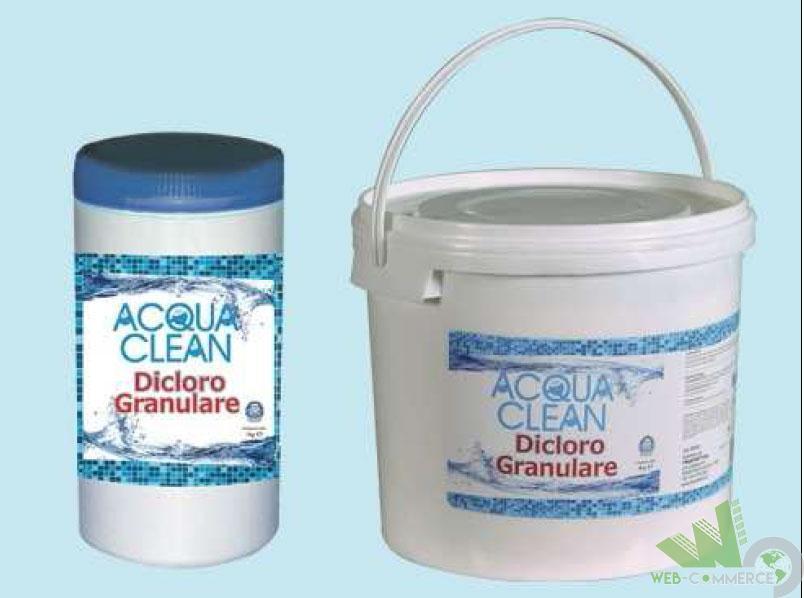 DICLORO CLORO POLVERE GRANULARE ACQUA CLEAN KG.12 PER PISCINE LINER STERILIZZA