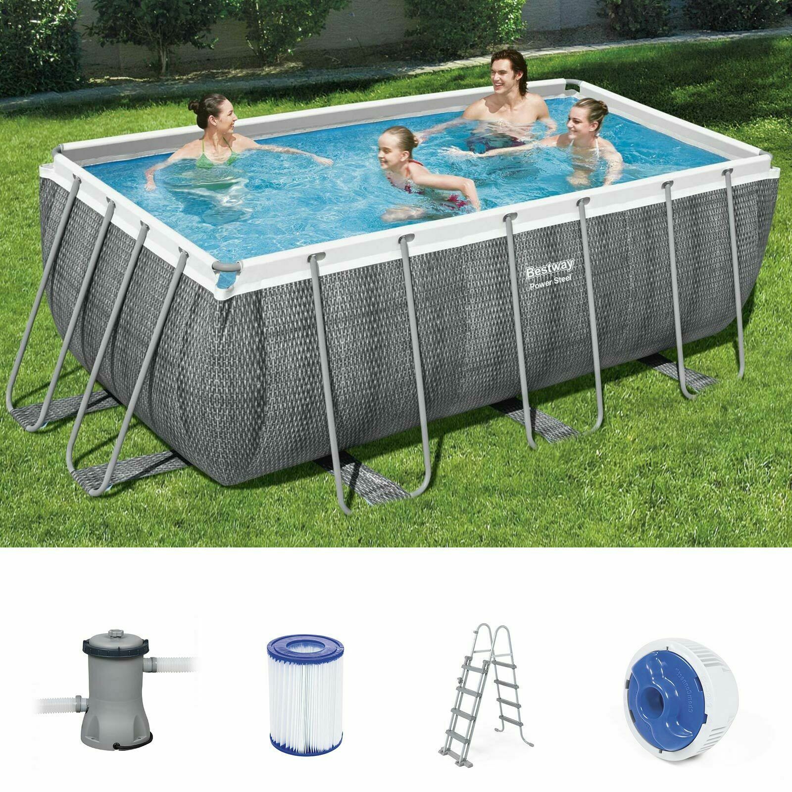 PISCINA FUORITERRA ESTERNA BESTWAY STEEL FRAME 56722 412x201x122 POMPA SCALA