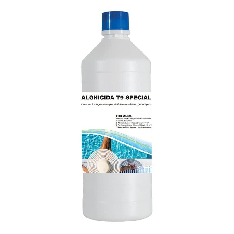 1 LITRO ANTIALGHE ALGHICIDA T9 LIQUIDO PISCINA NON SCHIUMOGENO ANTI ALGHE 4C12