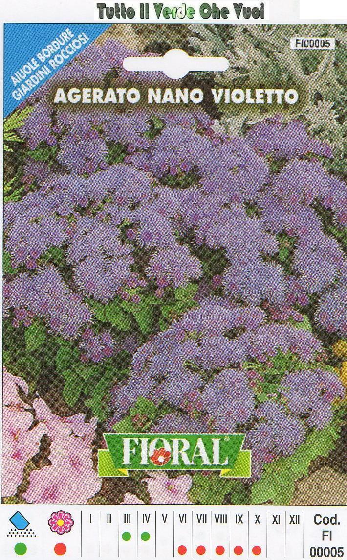 AGERATO NANO VIOLETTO - AIUOLE BORDURE ROCCIOSI-FLORAL - BUSTA SEMENTI