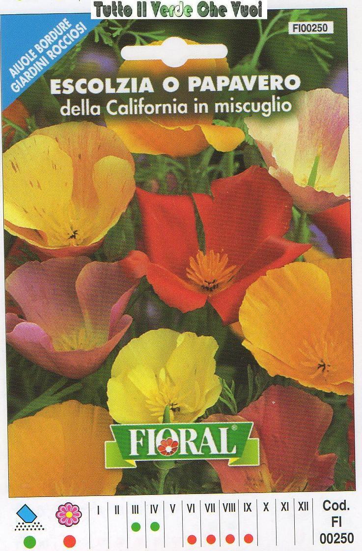 ESCOLZIA O PAPAVERO MISCUGLIO - AIUOLE BORDURE ROCCIOSI-FLORAL - BUSTA SEMENTI