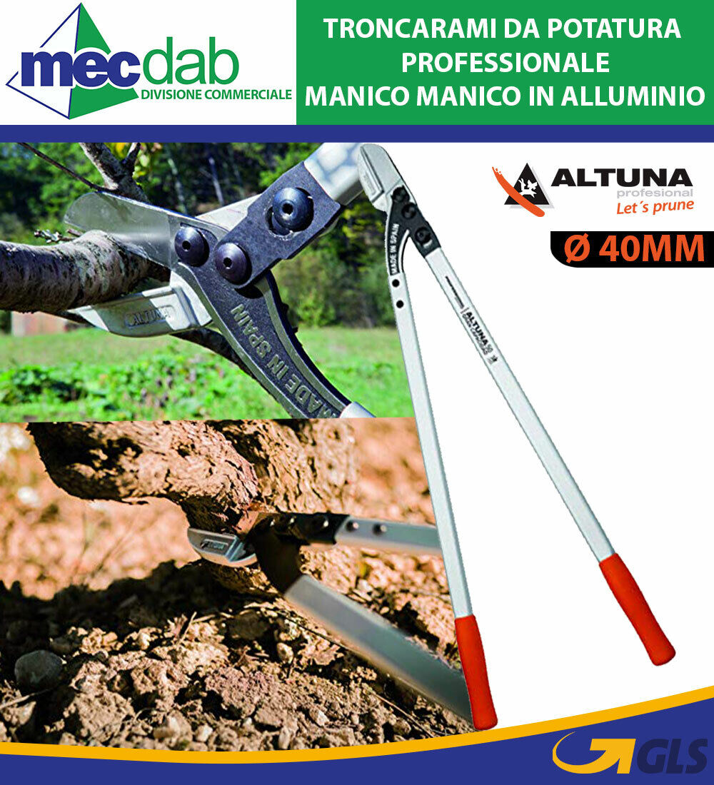 Troncarami da Potatura Professionale Ø 40 Mm Manico Manico in Alluminio Altuna