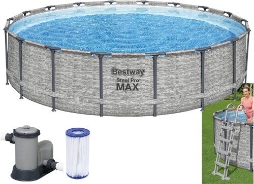 Bestway Piscina Fuori Terra con Telaio Portante Rotonda ø 549x122 Pompa Filtrant