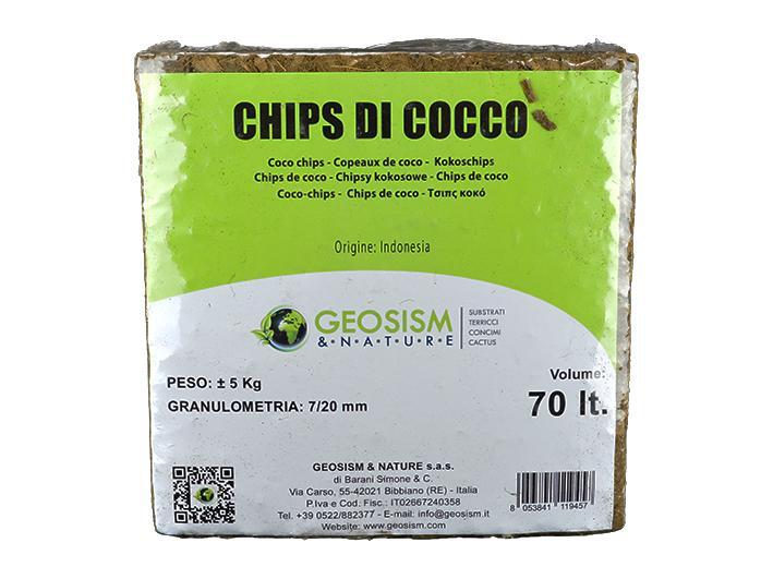 Fibra di cocco (chips di cocco) in mattonella Geosism, 7/20 mm (c.ca 5 kg - 70 l
