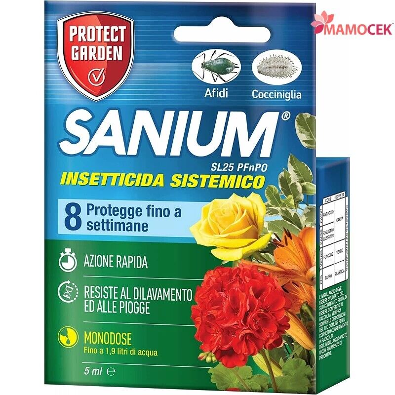 SANIUM Giardino insetticida sistemico concentrato 5ml da diluire fino 1,9lt