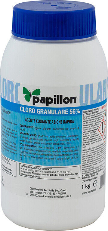 CLORO PISCINA IN POLVERE GRANULARE 56%PAPILLON AGENTE CLORANTE RAPIDO FI52817