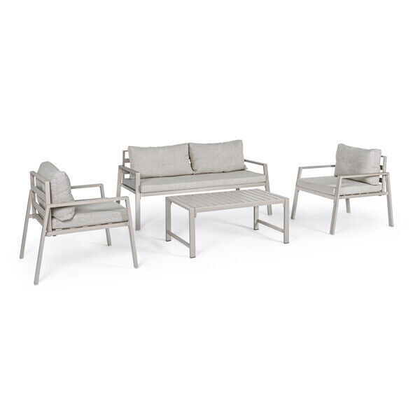 Salotto da esterno in alluminio 4 posti Avorio Bizzotto Lorillard New Set Chiaro