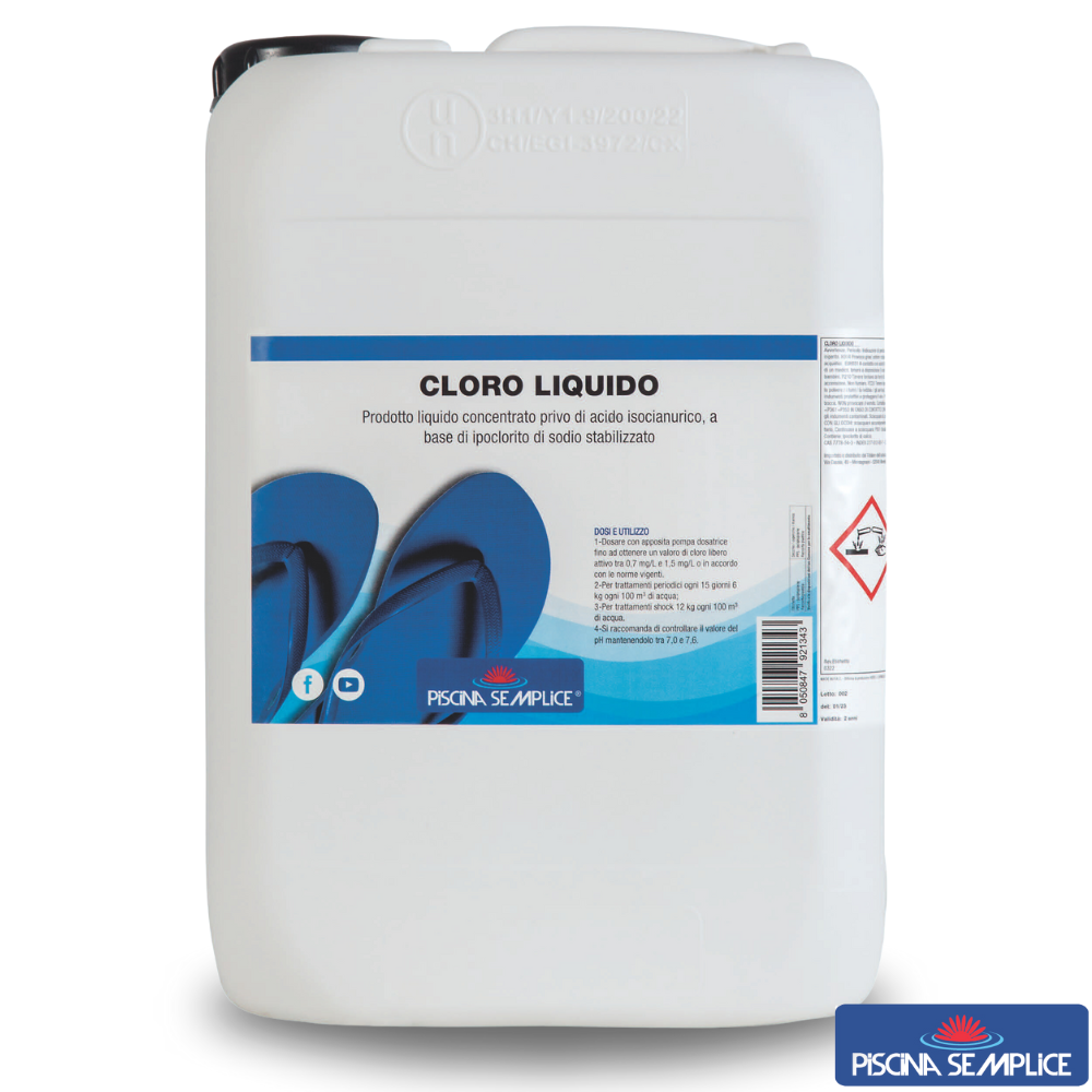 Lapi CLORO LIQUIDO IPOCLORITO di SODIO per MANTENIMENTO ACQUA PISCINA 12 Litri