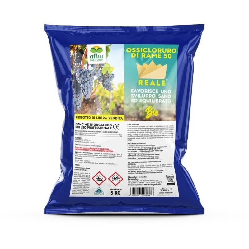 Ossicloruro di Rame 50% Concime CE Blu Biologico Vite Orto Olivo 5 Kg