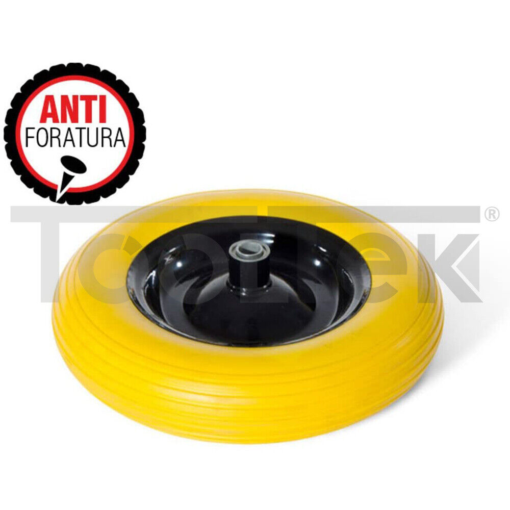 RUOTA PER CARRIOLA PIENA ANTIFORATURA RICAMBIO GIALLA 14" Ø360mm VERDELOOK