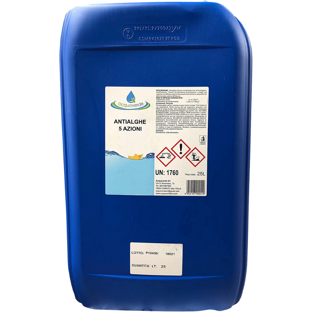 ANTIALGHE ALGHICIDA MULTIFUNZIONE CONCENTRATO NON SCHIUMOGENO PISCINA 25 kg