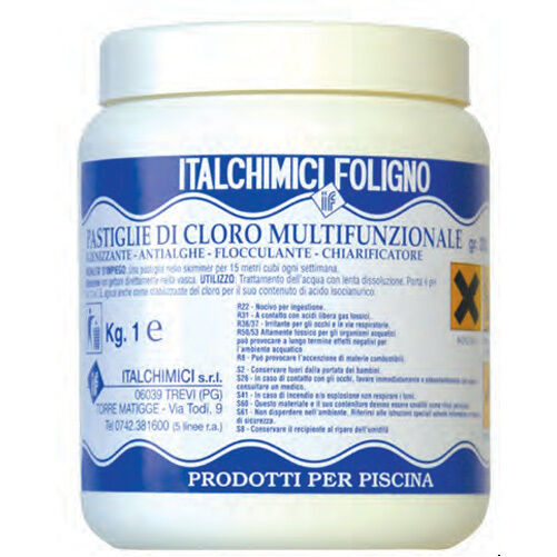 ITALCHIMICI Tricloro multifunzione 90 in pastiglie 200gr piscina trattamento 1KG