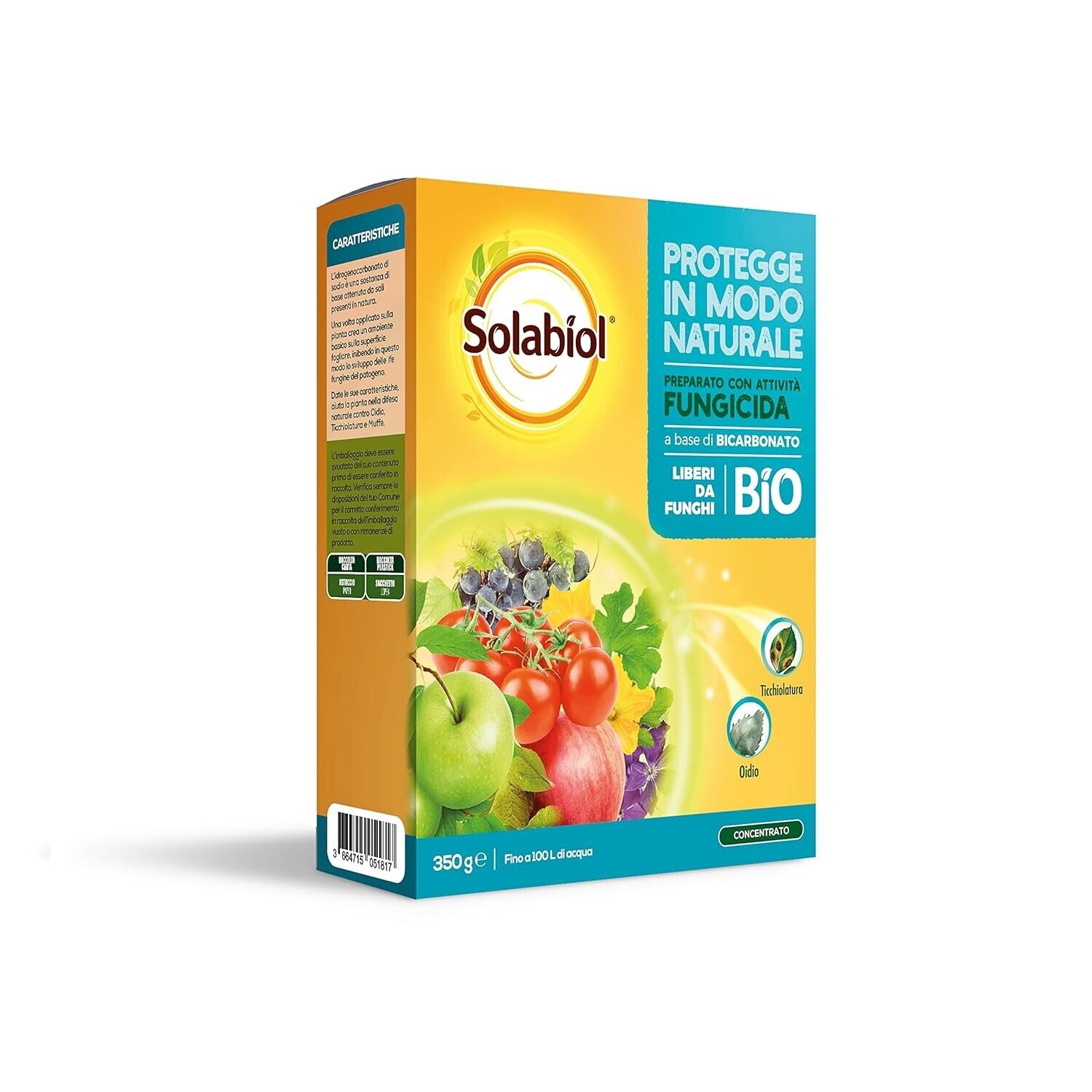 Solabiol Fungicida Piante Orto e Giardino 350g Bicarbonato di Sodio Lotta BIO