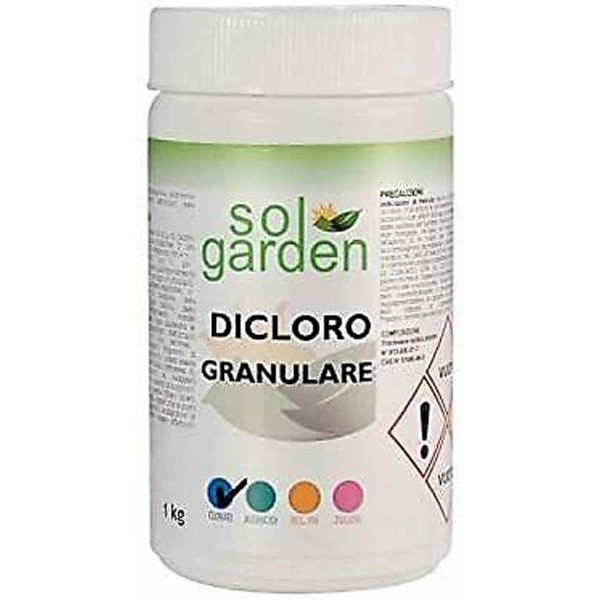 SOL GARDEN PISCINA IGIENE ACQUA DICLORO Granulare 56% 1kg Igienizzante in grani