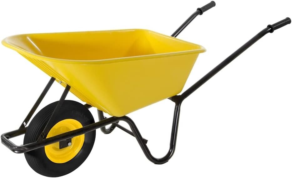 VERDELOOK Carriola in metallo nero vasca in PVC giallo portata 100 kg