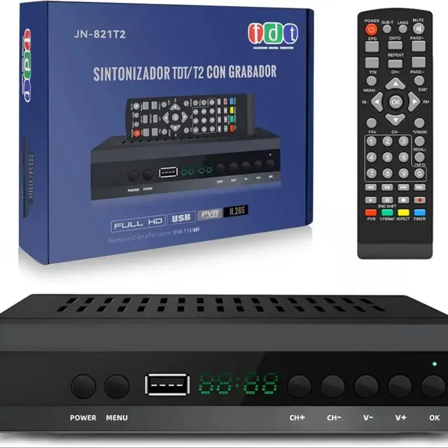 Nuovo Decodificatore Spagnolo Tdt Hd Tdt Hd Dvb-T2 H265 Hevc Fta Pvr Usb Hdmi Decoder Digitale Adattatore Tv Scart Per Guardare I Canali Hd